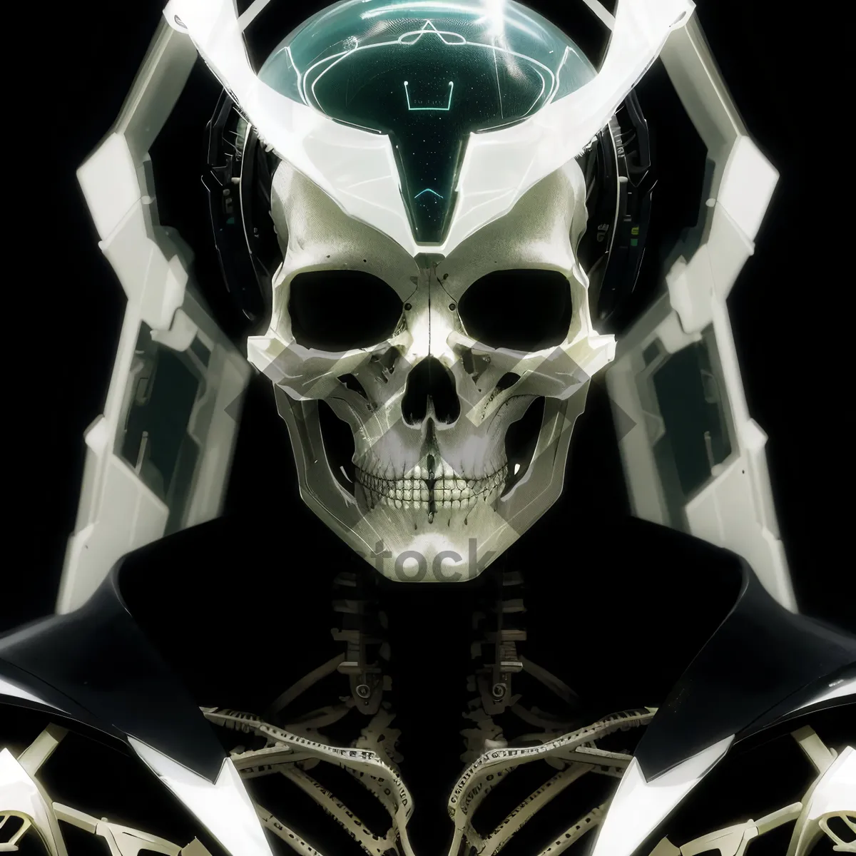 Picture of Black Skull Mask - Protective Breathing Device Illustration