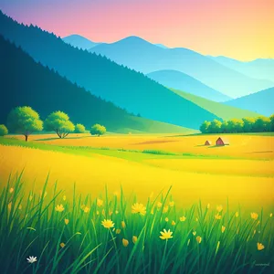 Serene Summer Meadow Under Blue Skies