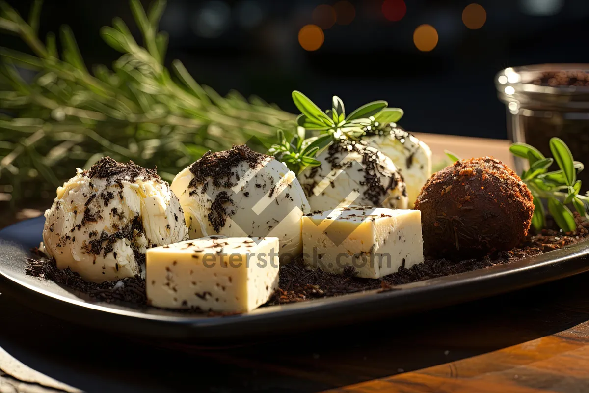 Picture of Delicious Gourmet Dessert Plate with Chocolate Slice