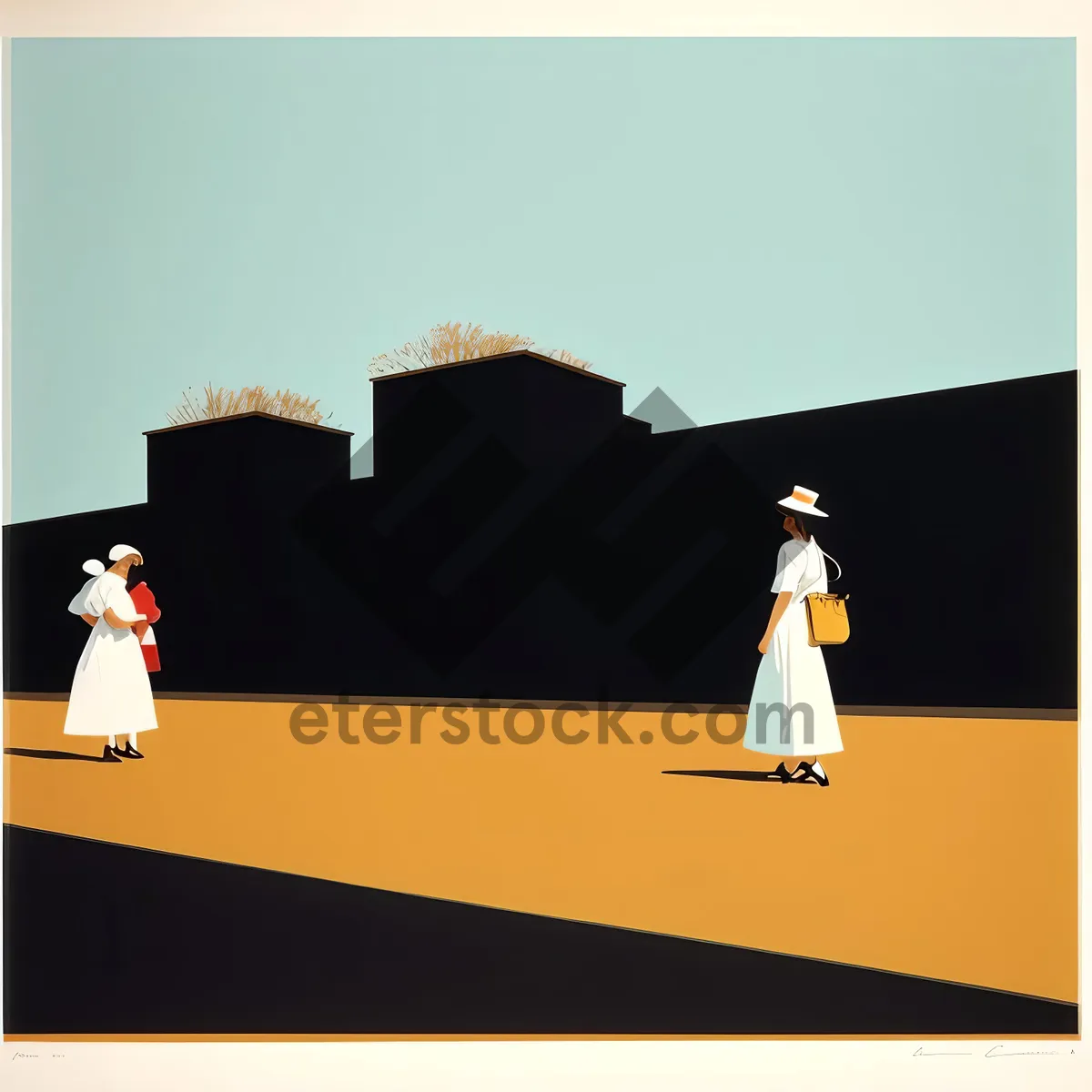 Picture of Businessman and Bride in Silhouette