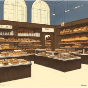 Modern bakery interior in a bustling kitchen
