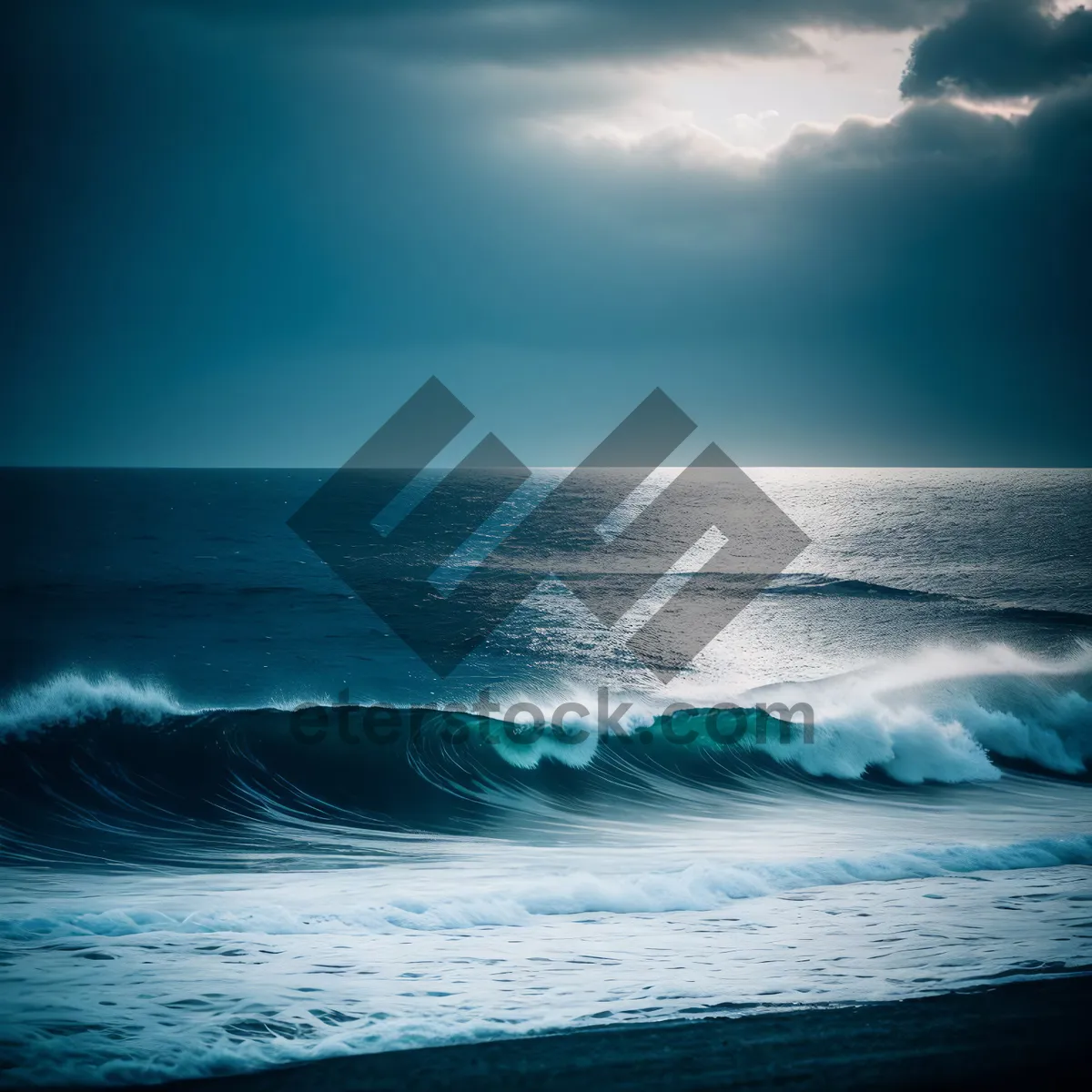 Picture of Serene Sunrise over Sparkling Ocean Waves