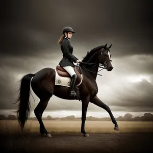 Equestrian Polo: Powerful Horse with Polo Mallets