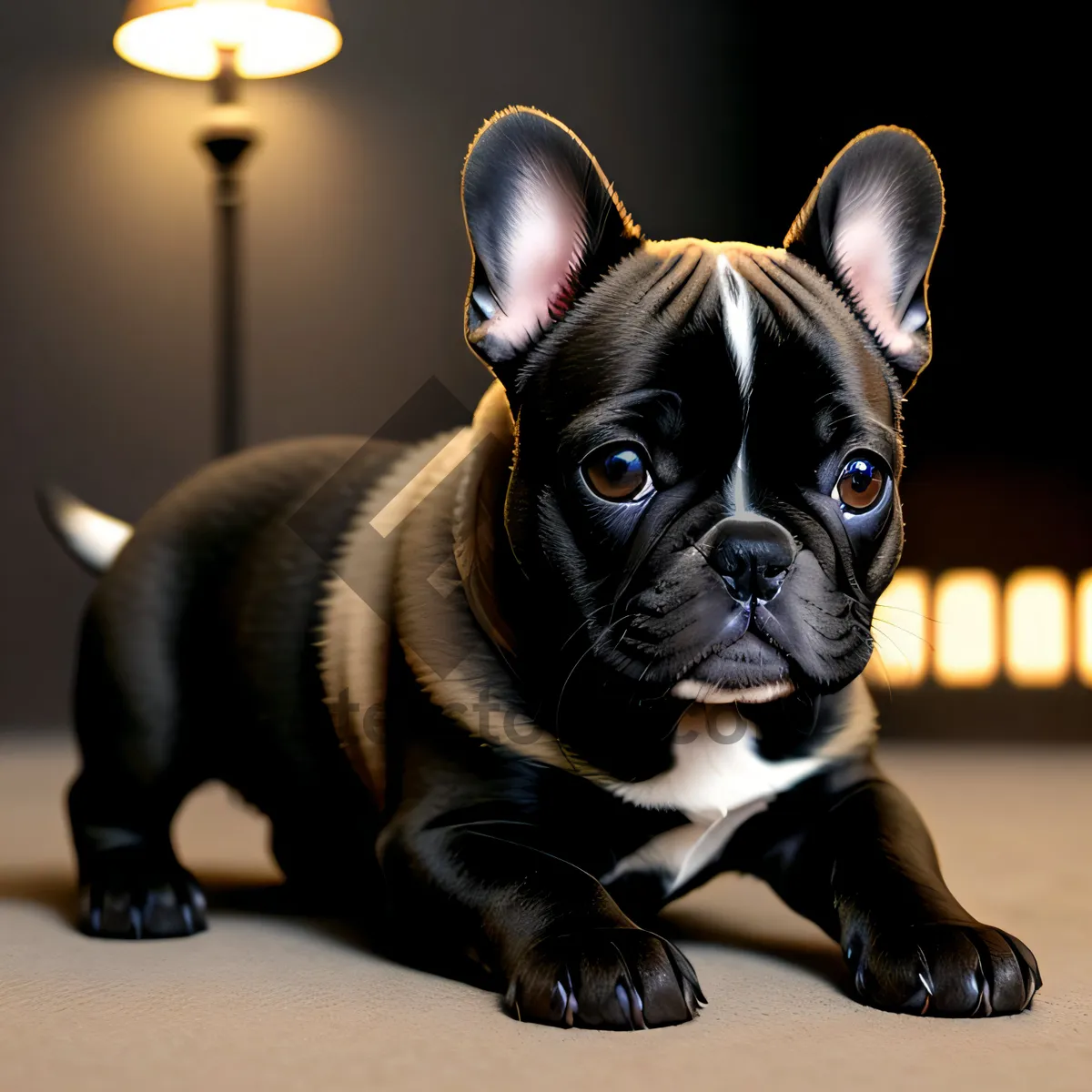 Picture of Cute Bulldog Puppy with Adorable Wrinkled Expression