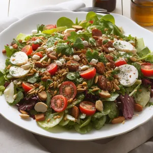 Delicious Vegetable Salad Plate with Grilled Meat