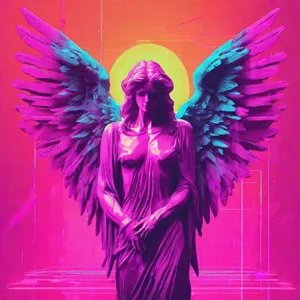angel with brutalism style design art.