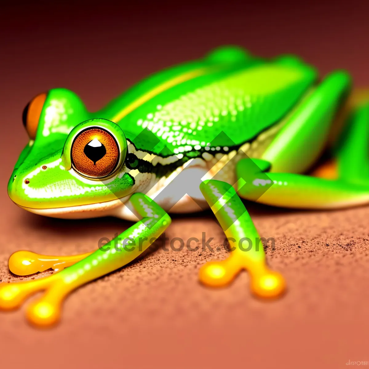 Picture of Vibrant Eyed Tree Frog on Leaf