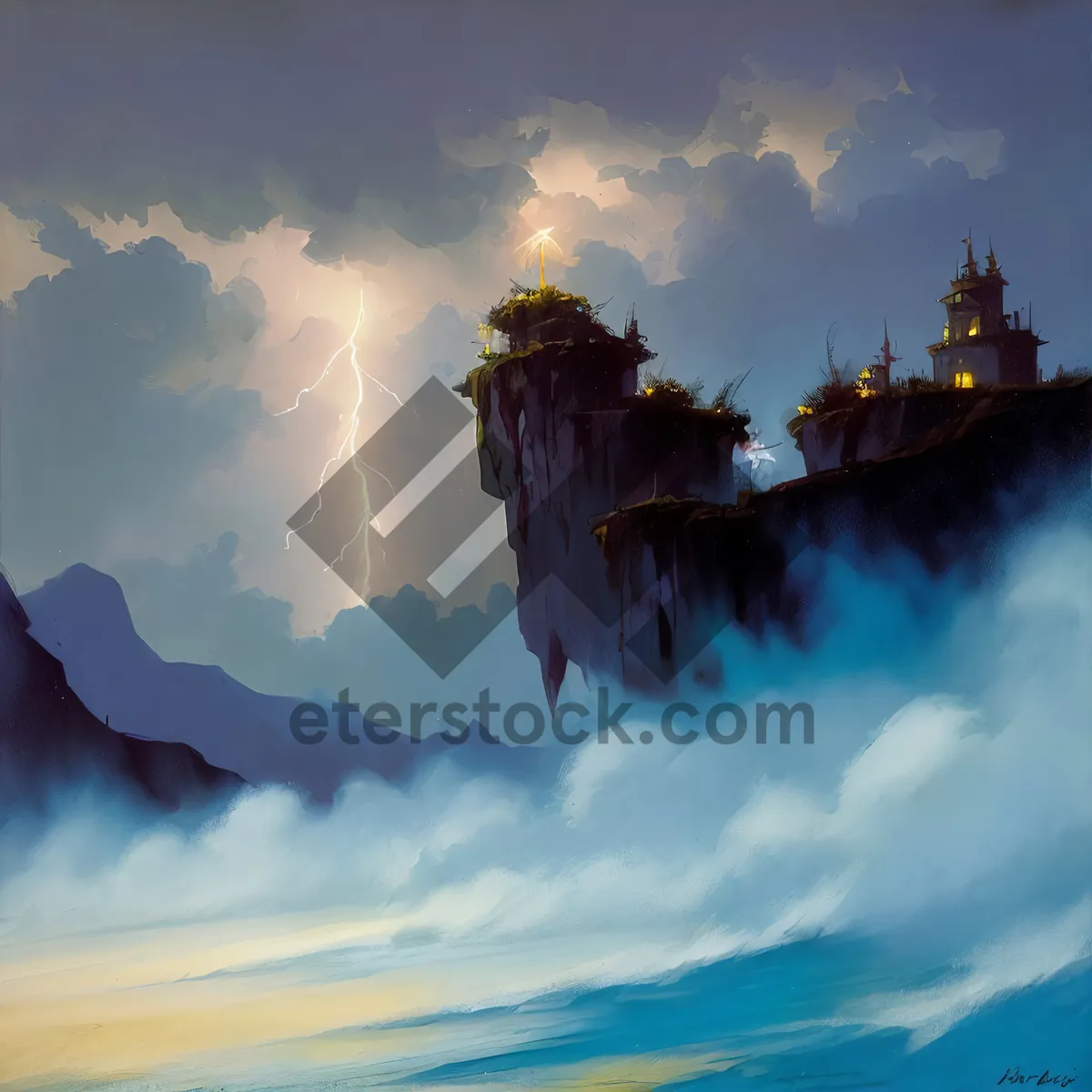 Picture of Sunset Reflection on Lake: Majestic Palace Silhouette