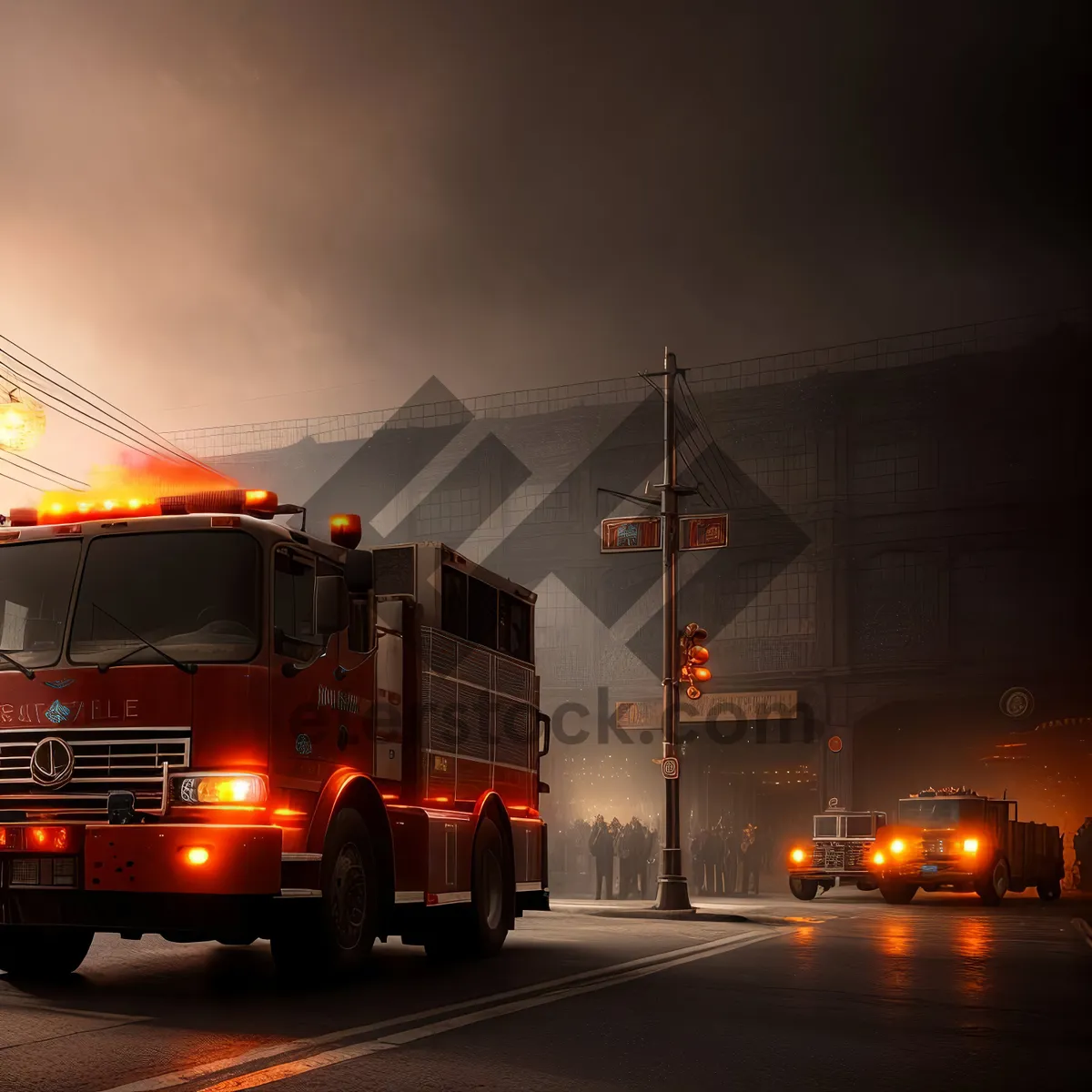 Picture of Urban Freight Transportation: Fire Engine on City Road