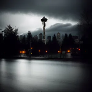 Nighttime Cityscape Reflecting on River