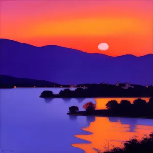 Serene Sunset over Coastal Mountains