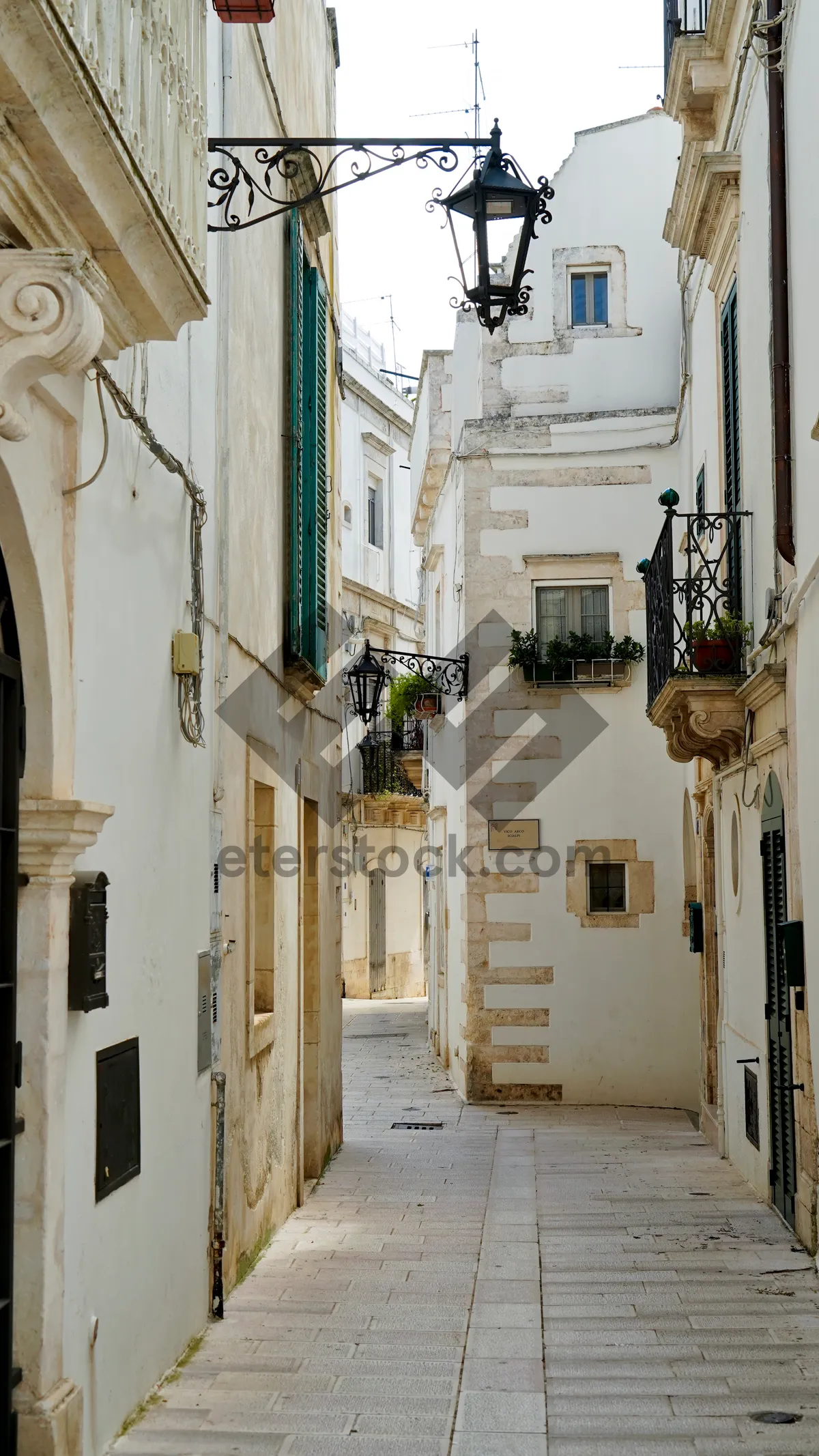 Picture of City Architecture Street View with Old Buildings and Balconies