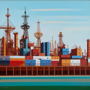 Shipping Industry Port with Container Ship Loading