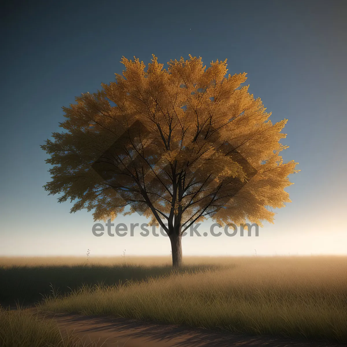 Picture of Autumn Serenity: Majestic Oak in Scenic Countryside