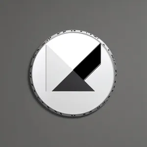 Shiny Black Metal Round Icon Button with Reflection