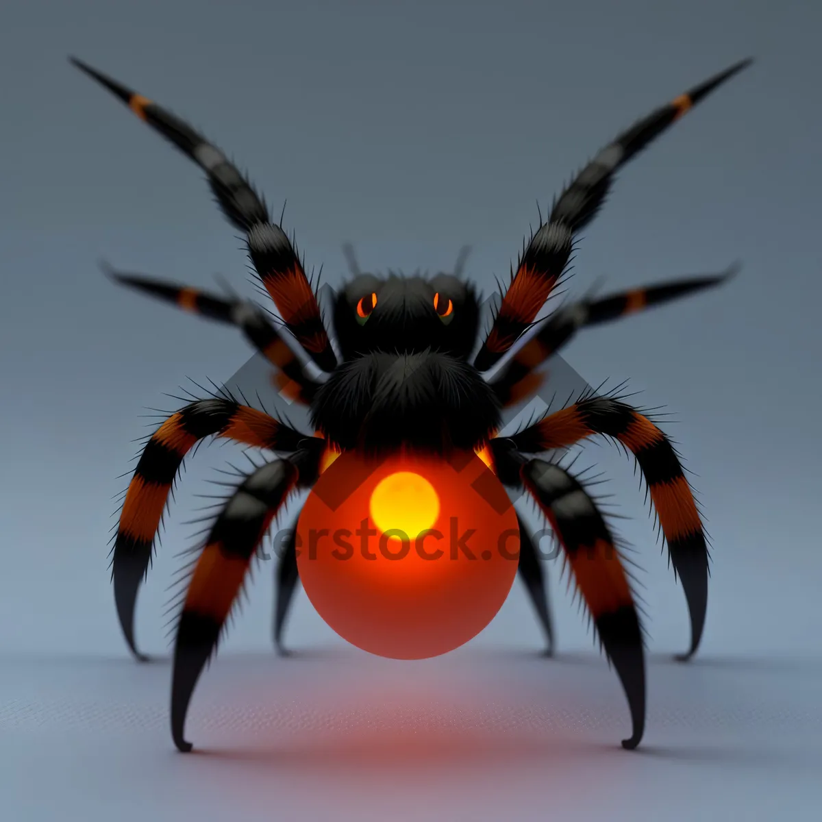 Picture of Orange Black Widow Spider on Fruit