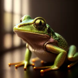 Colorful Eyed Frog Peeking Through Green Foliage