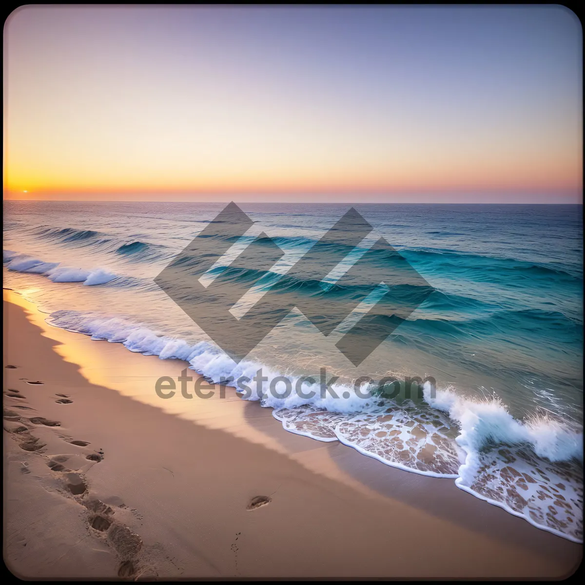 Picture of Golden Sunset Reflection on Serene Beach