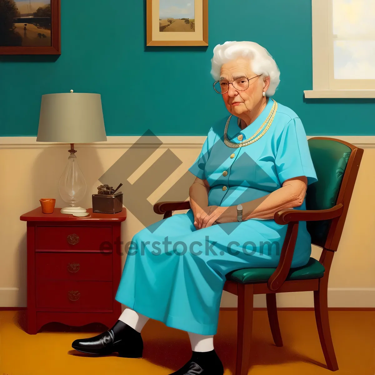 Picture of Happy elderly couple in hospital room