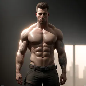 Muscular Man Posing with Athletic Build in Studio Shot