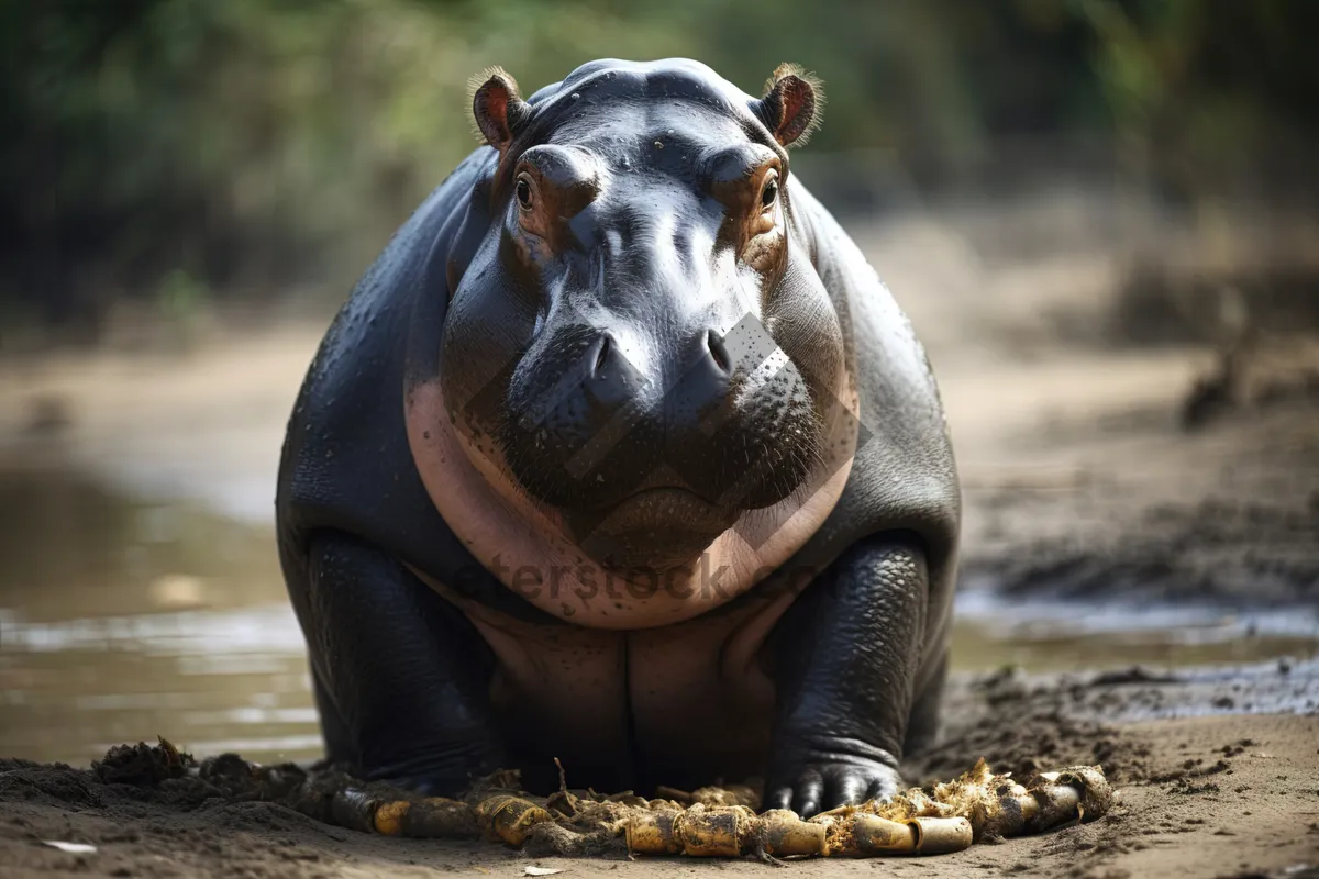 Picture of Wildlife Safari Mammal: Majestic Hippopotamus in the Wild