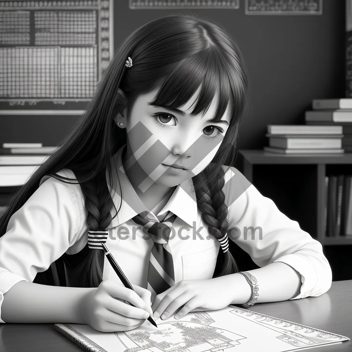 Picture of Smiling brunette businesswoman with attractive charm