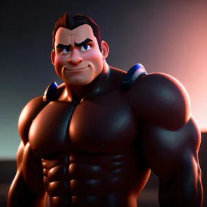 Muscular man in a playful cartoon style.