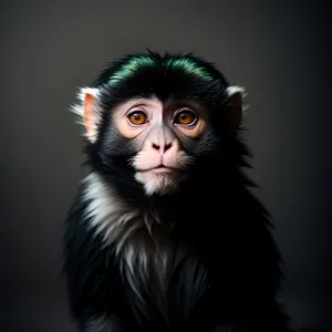 Black Studio Portrait of Attractive Model with Cute Hair