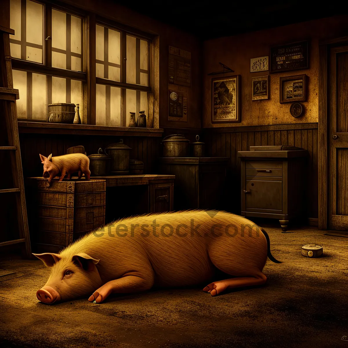 Picture of Cozy Swine Rest: Bedroom Piglet's Haven