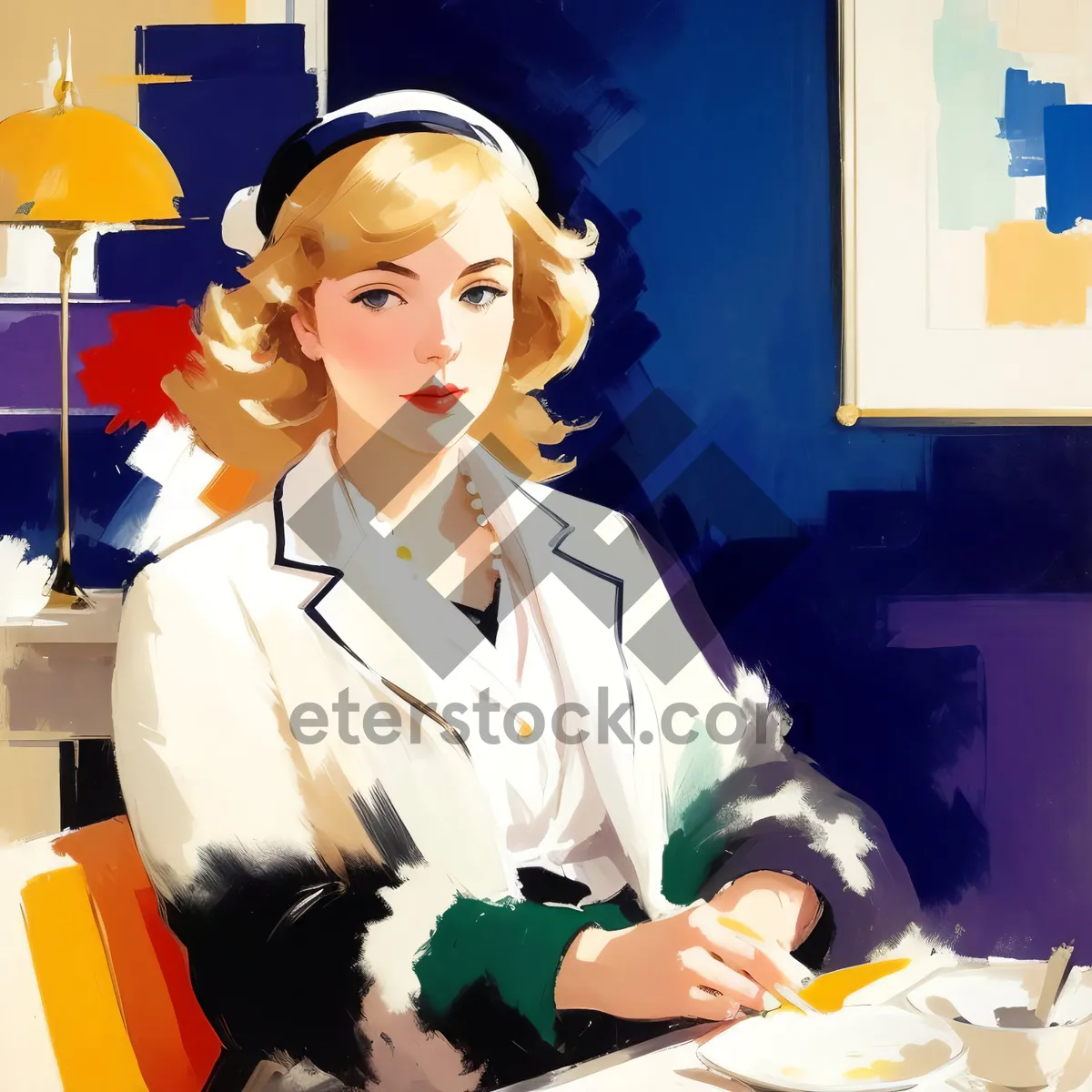 Picture of Happy Professional Businesswoman at Work with Laptop