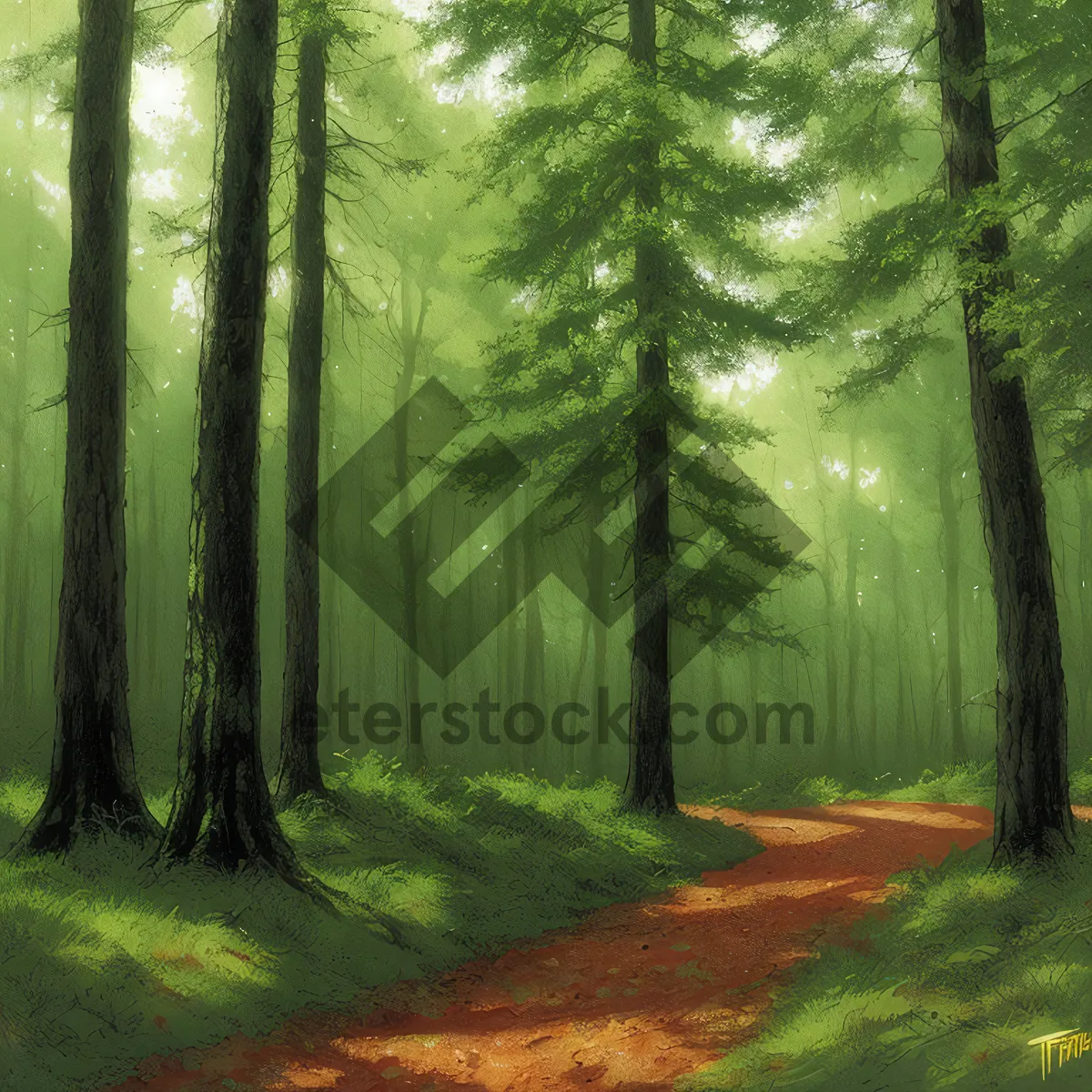 Picture of Serene Path through Sunlit Southern Beech Forest