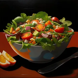 Fresh Gourmet Salad Plate with Cheese and Veggies