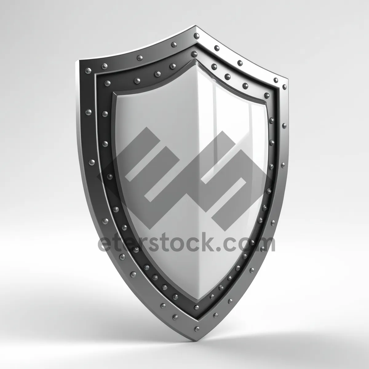 Picture of Shiny gold shield icon with gem heart decoration