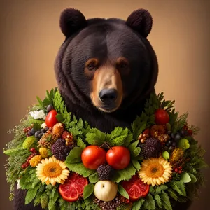 Floral Teddy Bear: Wholesome Wool and Fresh Fruit Decor