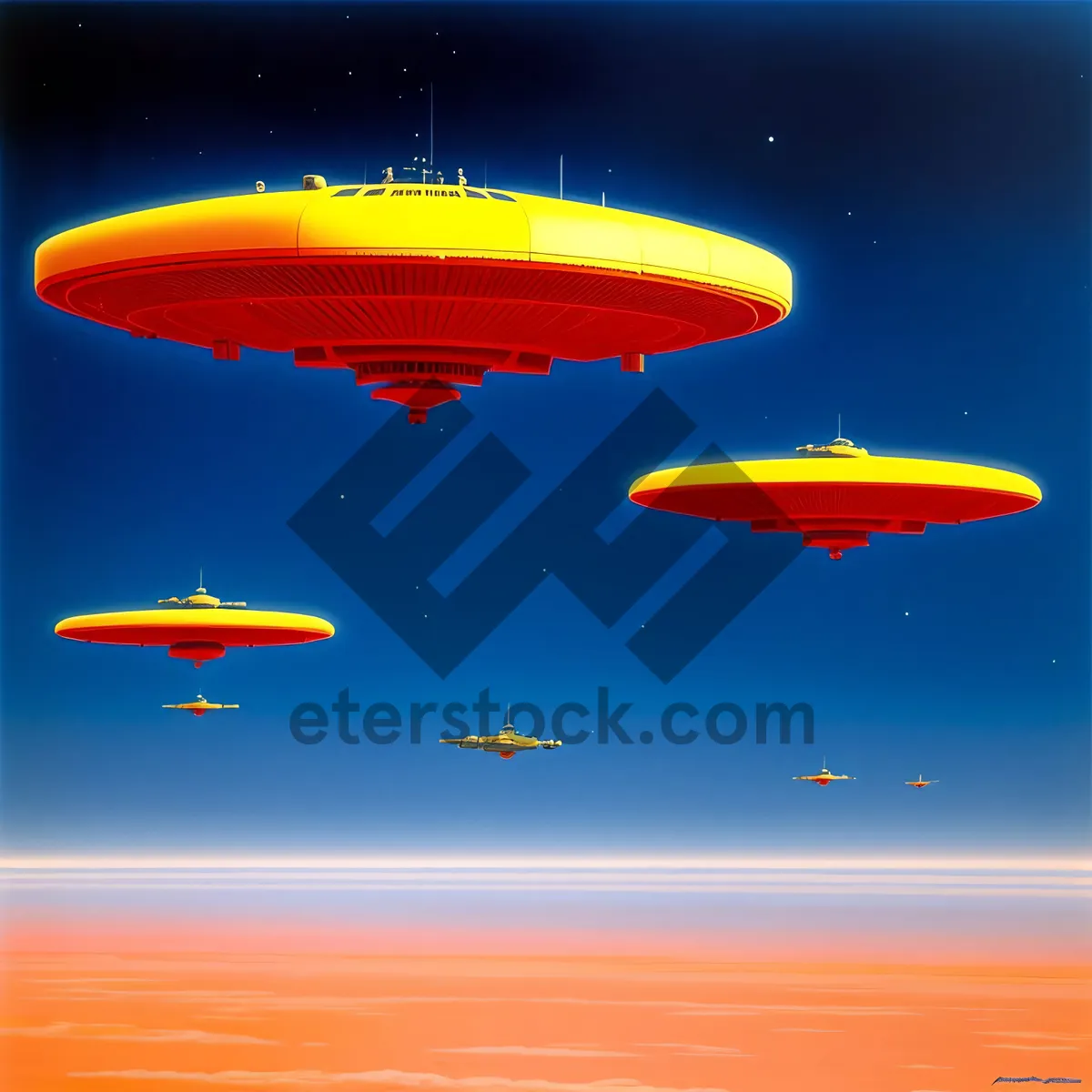 Picture of Sunset Airship Journey in Summer Sky