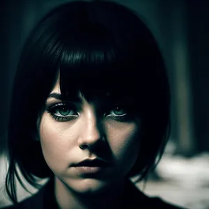 Locks of Seduction: Stunning Close-Up Portrait of a Mesmerizing Brunette
