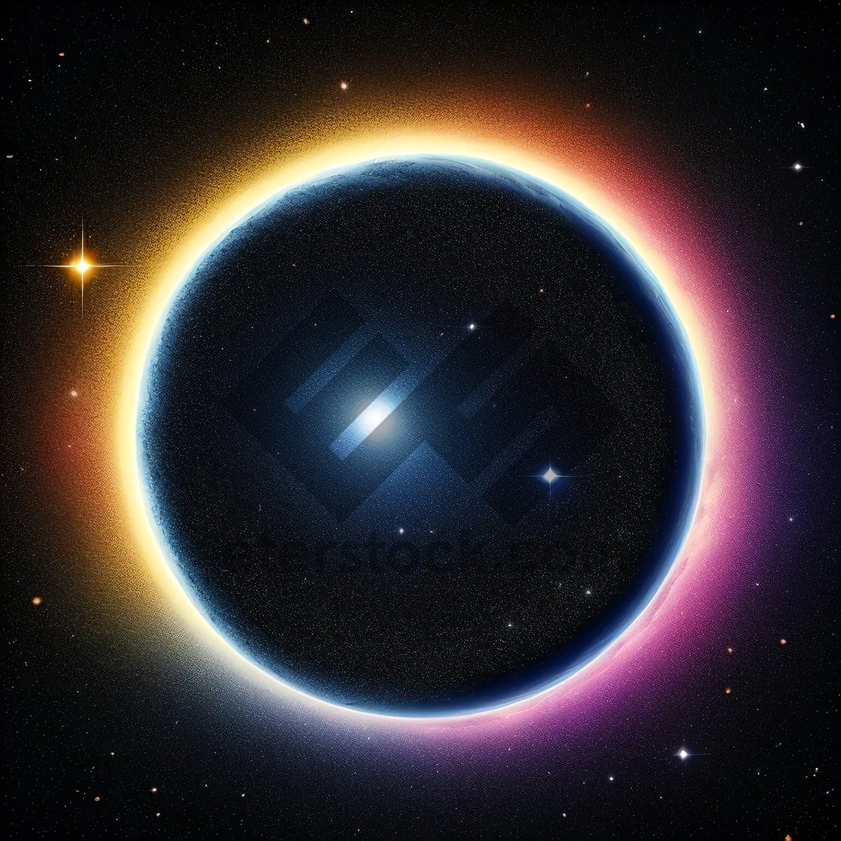 Picture of Dark Planet in Celestial Space