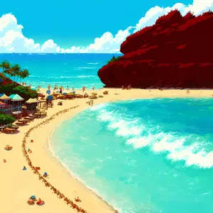 Tropical Paradise: Tranquil Beach with Clear Turquoise Waves