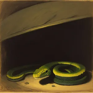 Green Reptile Serpent in Natural Habitat