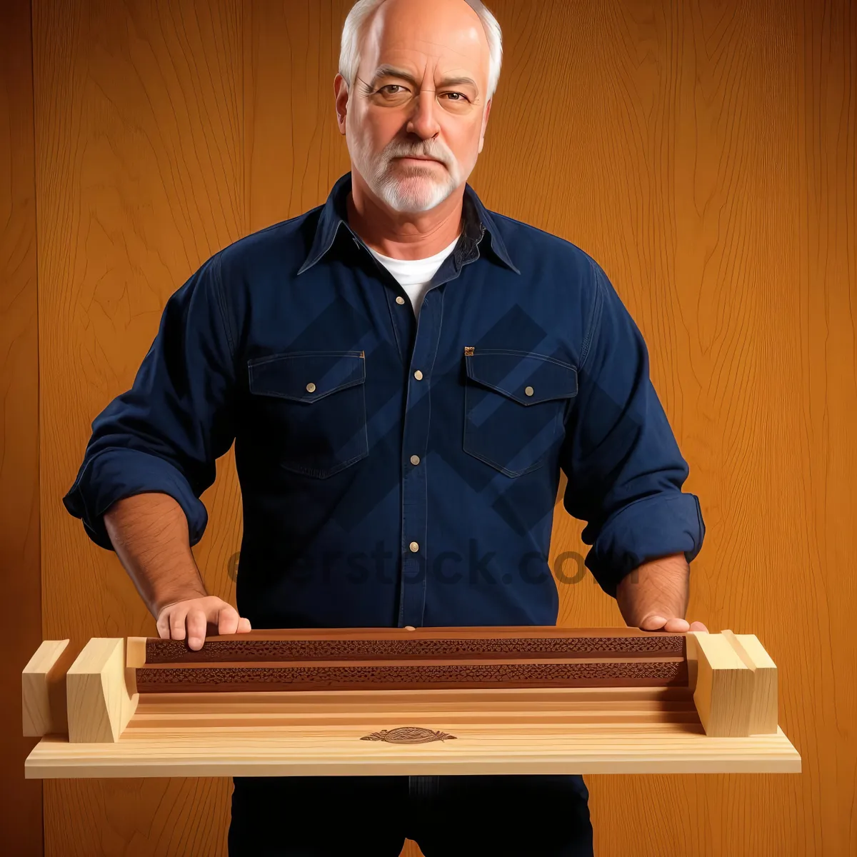 Picture of Professional man playing marimba at office desk.