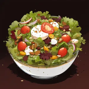 Gourmet salad with fresh vegetables and juicy berries