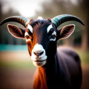 Wild Bighorn Ram Grazing on Mountain Grass