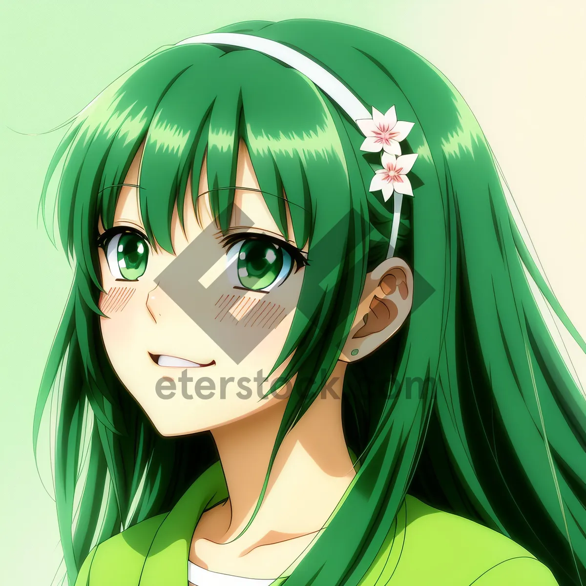 Picture of Cartoon Hair Art: Amulet-Wearing Fashionable Model With a Captivating Face