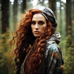 Smiling Brunette Lady in Fur Coat Poses Happily in Park