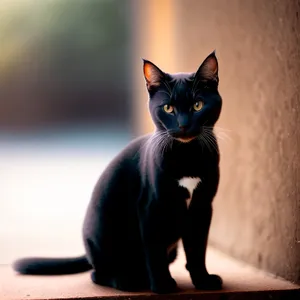 Furry, Adorable Domestic Cat with Curious Eyes