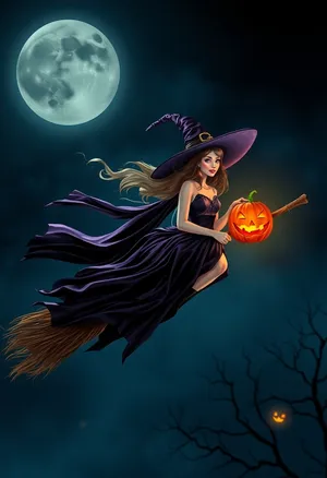 Sorcerer dancing under the moonlight at night party.