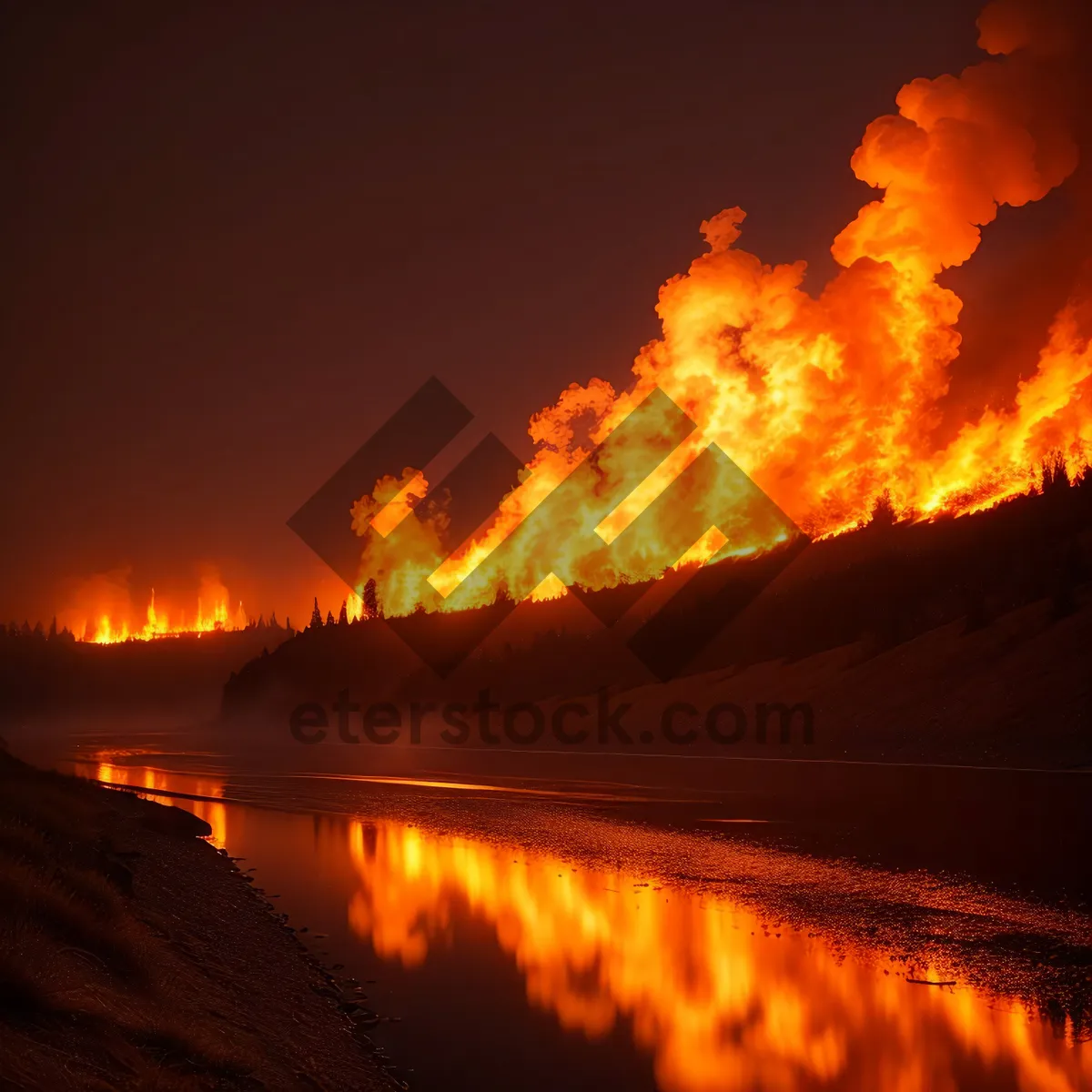 Picture of Fiery Celestial Blaze: Sun and Flamethrower Illuminate the Sky