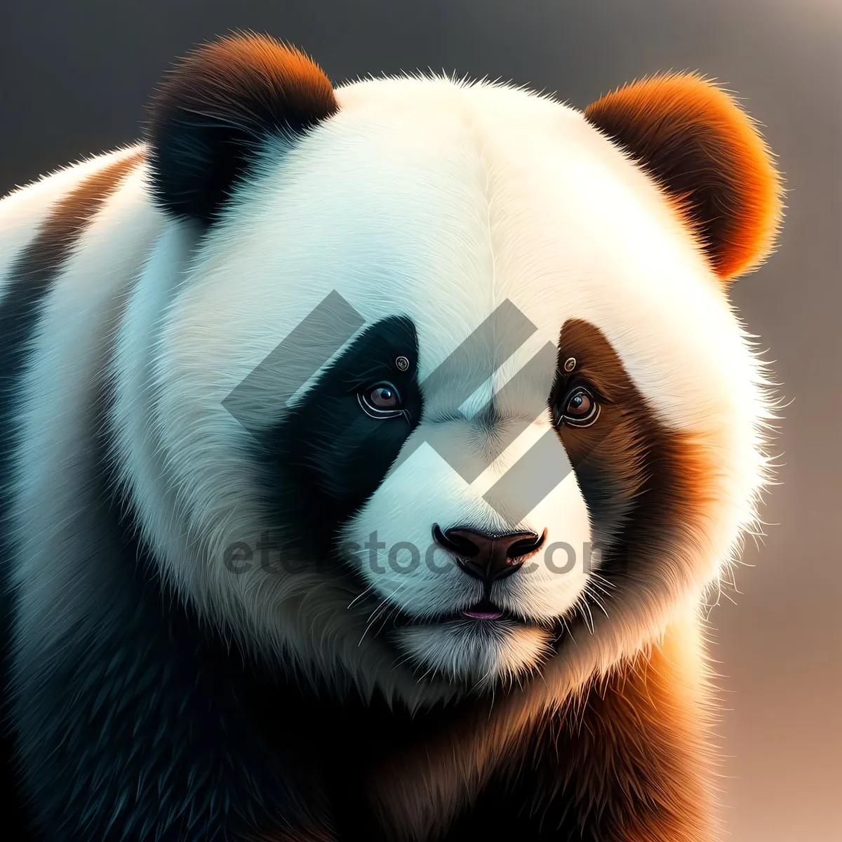 Picture of Furry Giant Panda Cub in Zoo Habitat