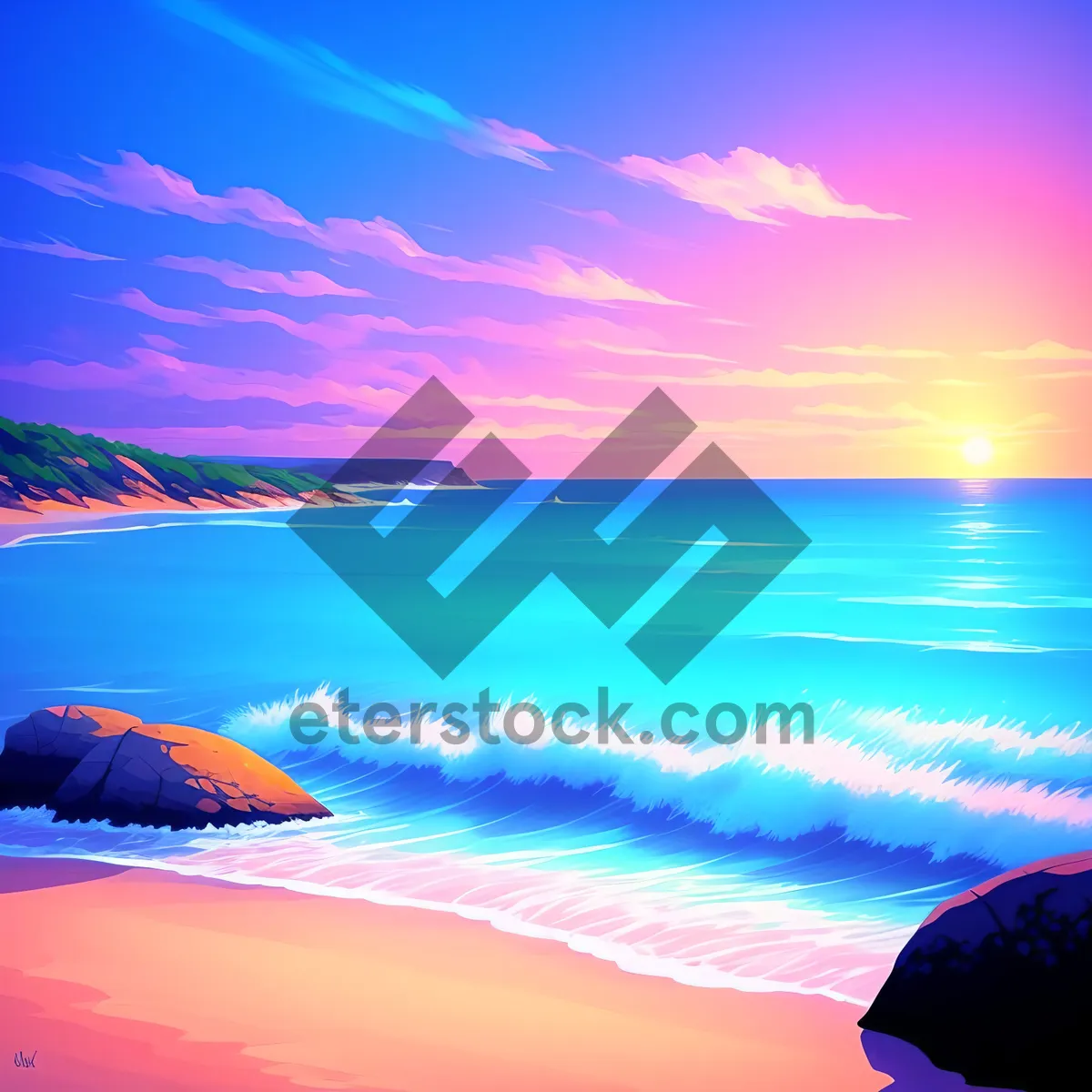 Picture of Vibrant Sunset over Tropical Beach