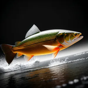 Vibrant Orange Tropical Fish Swims Gracefully in Aquarium